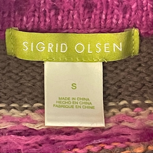 Sigrid Olsen Silk-Mohair Blend Fair Isle Cardigan Sweater - Picture 7 of 7